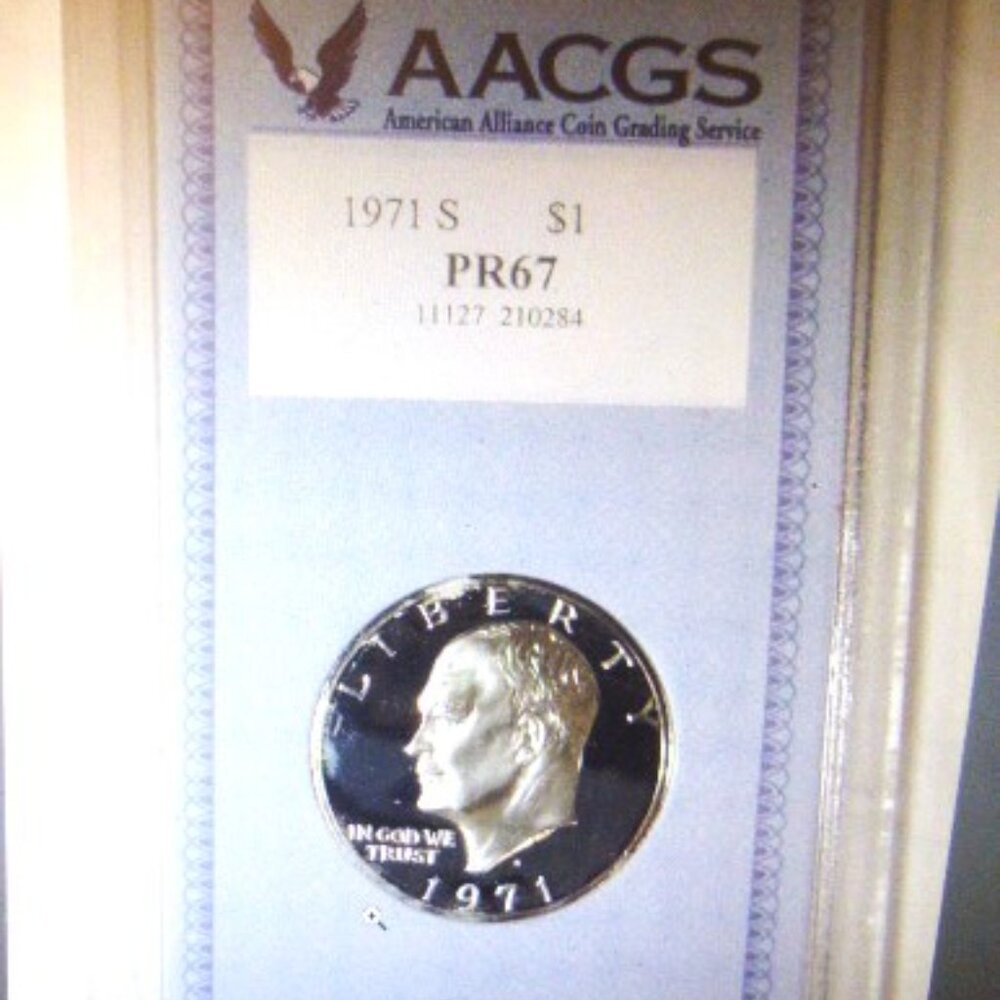 1971 S United States of America Silver Eisenhower One Dollar Coin AACGS Graded